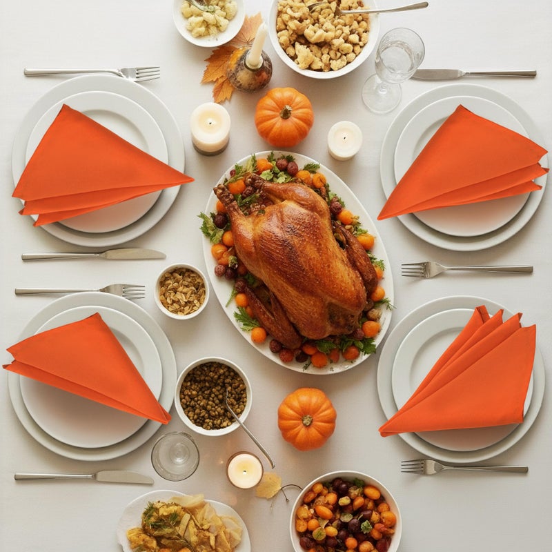 Utopia Home [24 Pack, Orange] Cloth Napkins 17x17 Inches, 100% Polyester Hemmed Edges, Washable and Reusable Ideal for Halloween, Thanksgiving, Parties, Weddings and Dinners - Image 2